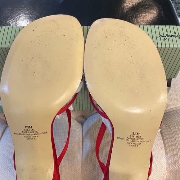 NIB Red Satin Sandals Sz 8 1/2 - Picture 6 of 9